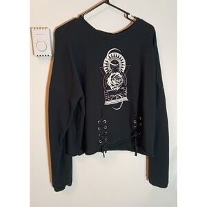 Hot Topic 3X gothic goth  laced Black Knit Top
